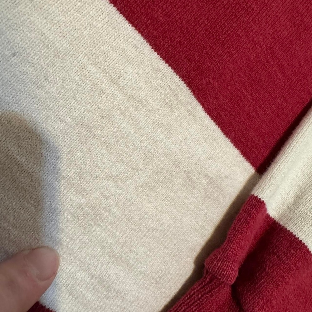Dehen Men's Rugby Shirt Large Striped Red White Blue Heavy Vintage 90s - Picture 4 of 7